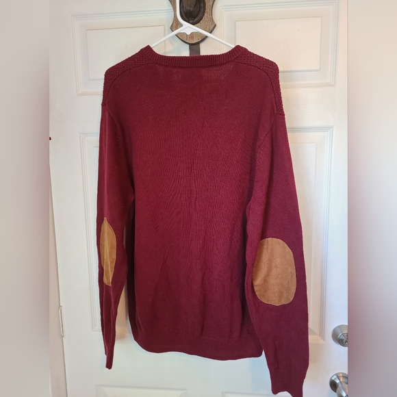 Chaps Men's Classic Long Sleeve Sweater with elbow patches,  Size: XL Color: Red - Picture 13 of 16